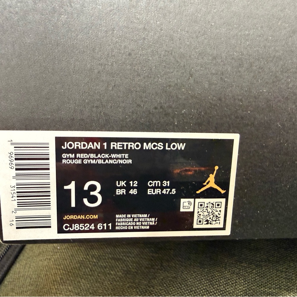 Jordan 1 Retro MCS Low in Gym Red, Black, and White